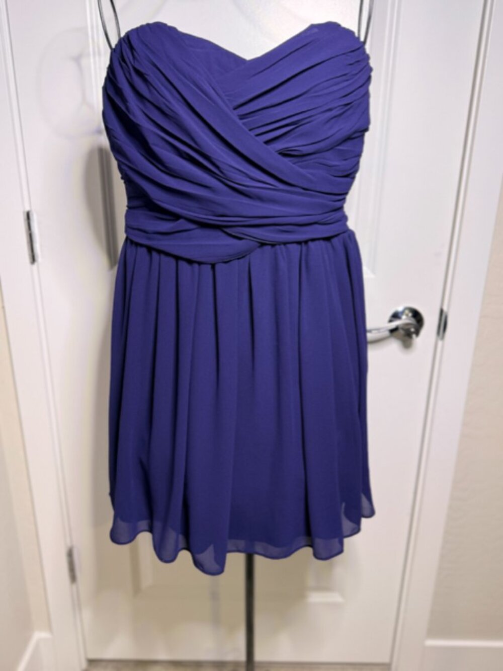 BCX Navy Blue Strapless Ruched Party Dress, Size 13 - Picture 3 of 9